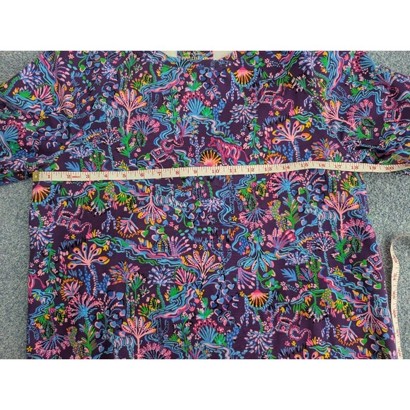 Lilly Pulitzer UPF50+ Luxletic Blythe Pullover Top Purple Colony Conga Size Med - Picture 10 of 12